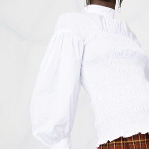 Ganni Smocked Poplin Shirt